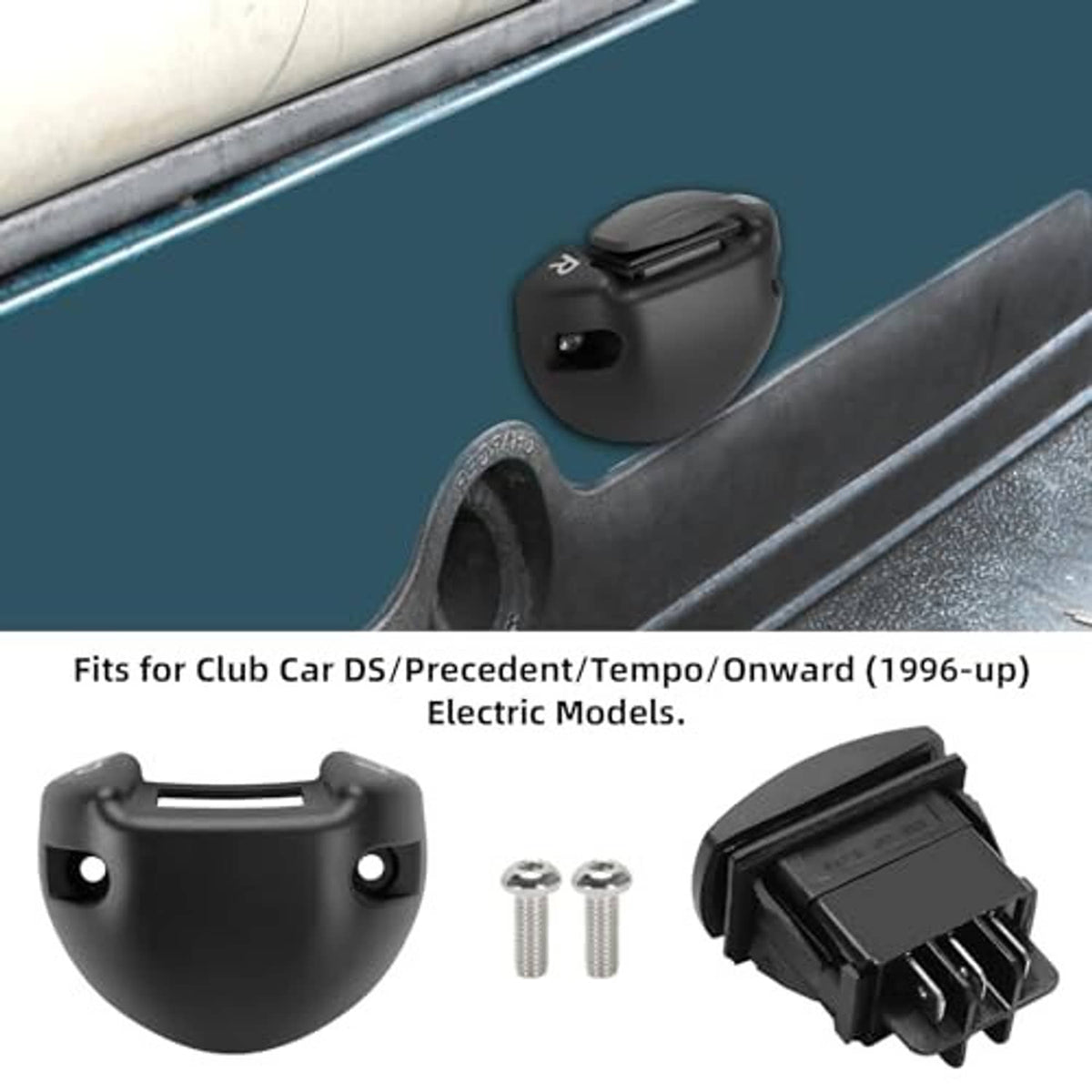 Black forward/reverse switch assembly with mounting screws and terminal housing