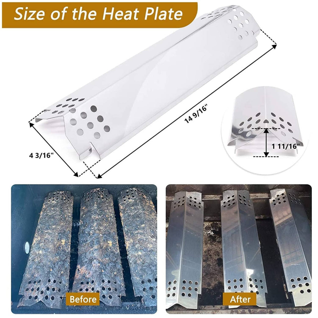 Stainless steel heat plate with size dimensions: 14 9/16 in length and 4 3/16 in width
