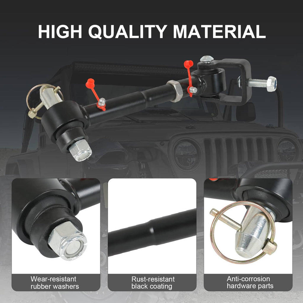 Quick-disconnect sway bar links with rust-resistant hardware and wear-resistant rubber washers