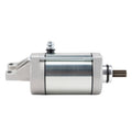 12V starter motor assembly with cylindrical housing, mounting bracket, and output shaft