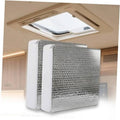 RV vent insulator pads stacked, silver reflective patterned exterior with white backing