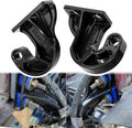 Pair of black lower hood pivot brackets, left and right, for truck hoods