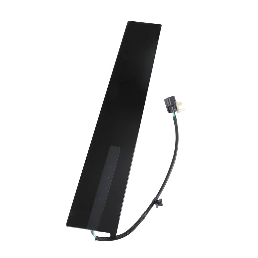 Black pillar molding trim strip with wiring harness and electrical connector