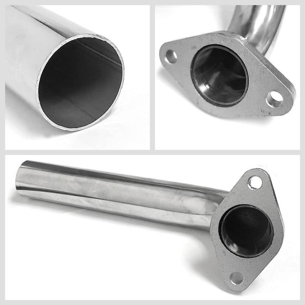 Stainless steel dump tube with flange and tube end opening (side view)