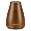Bronze wood-grain essential oil diffuser with top handle and mist vent, compact cone shape
