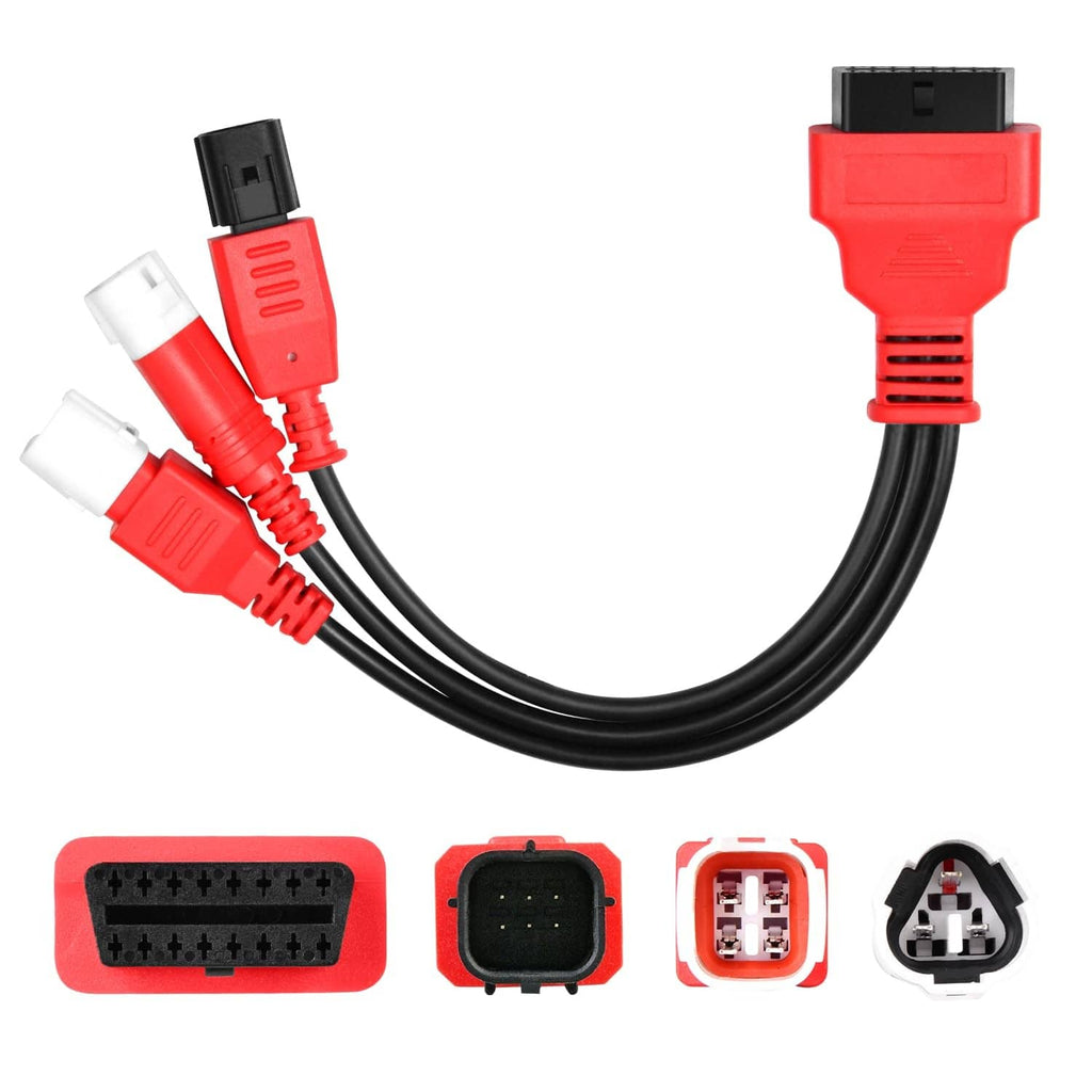 Autel OBD2 adapter cable with red 16-pin and multi-connector plugs on black wiring
