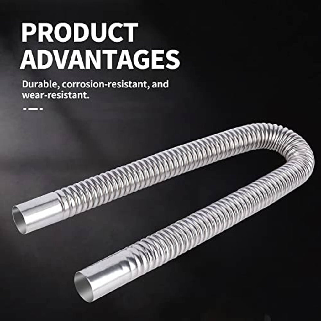 Stainless steel exhaust hose with curved spring coil and flared end connector