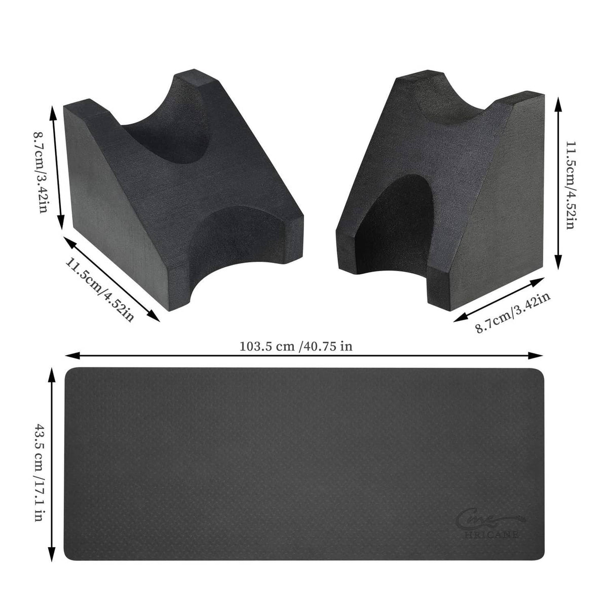 Black guitar work mat with two U-shaped neck support rests