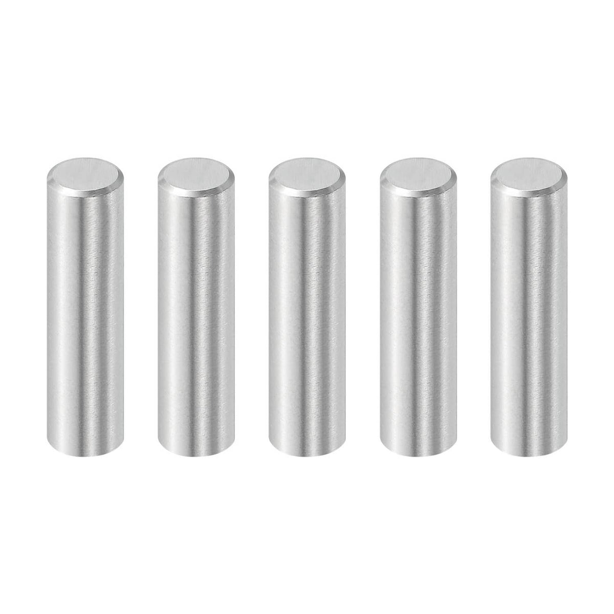 Set of five silver steel cylindrical dowel pins, 5/16 x 1-1/4 in