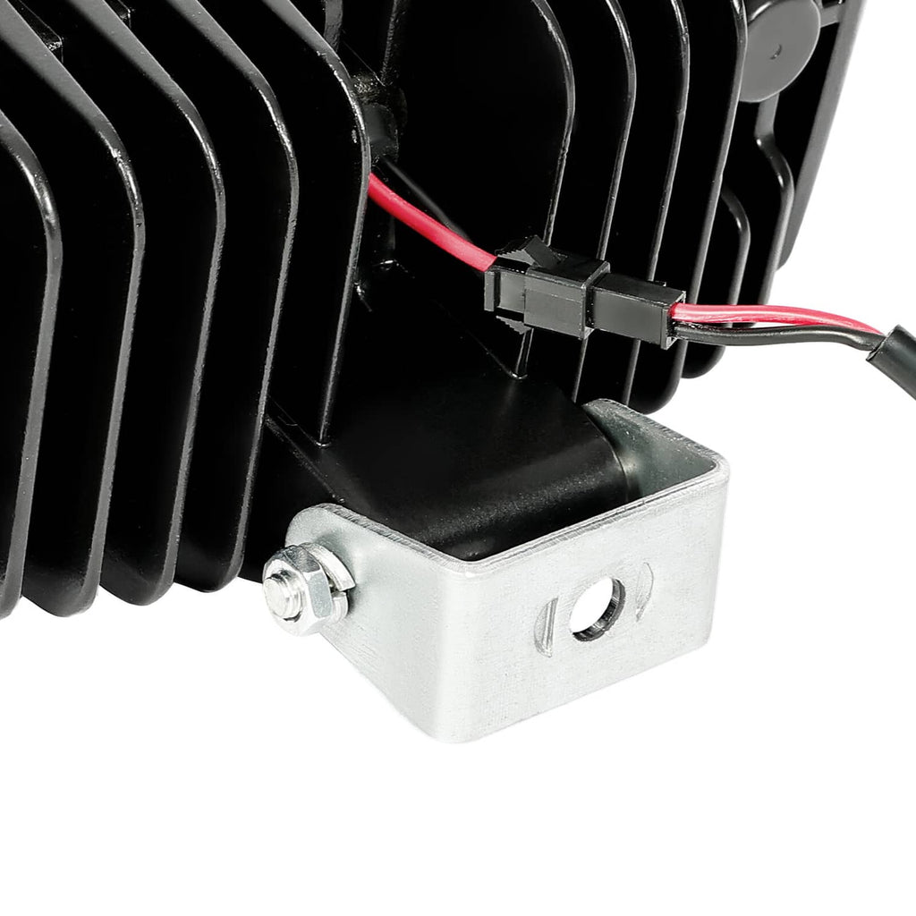 LED cab roof marker light with black grille, clear lens, metal mounting bracket, red/black wires