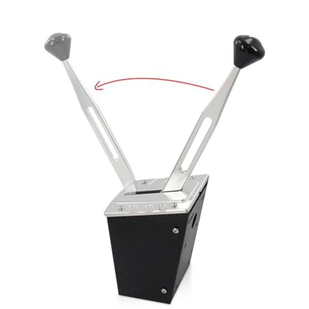 Golf cart forward-reverse shifter assembly with two silver levers and black base