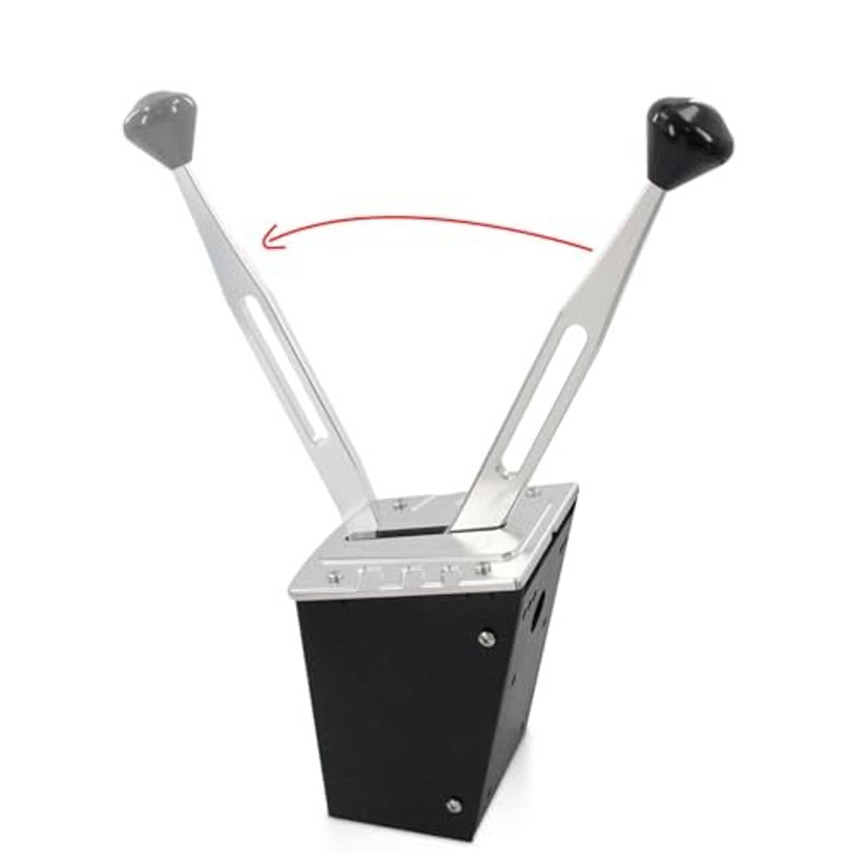 Golf cart forward-reverse shifter assembly with two silver levers and black base