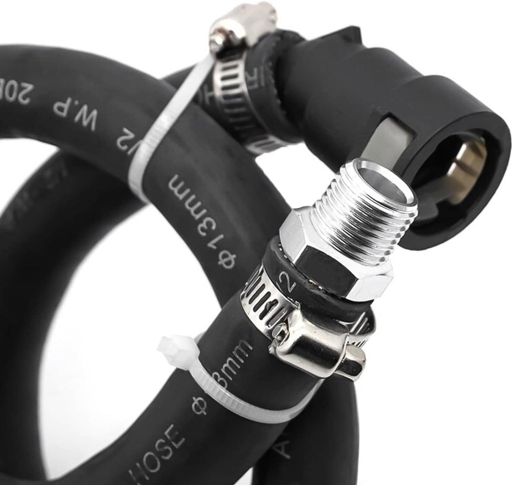 Oil catch can oil separator with black hose and silver threaded fittings