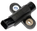 Engine crankshaft position sensor with black connector and mounting bracket