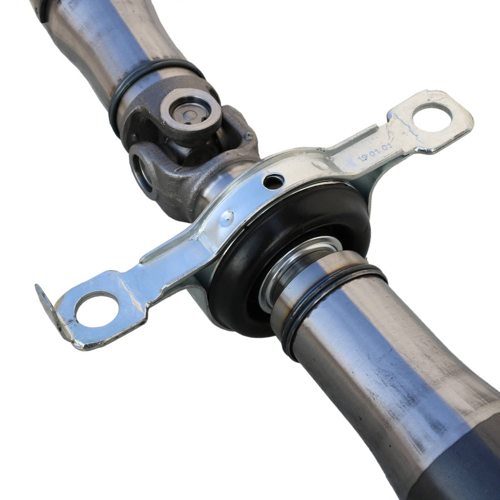 Rear driveshaft prop shaft joint with black boot and U-shaped mounting bracket