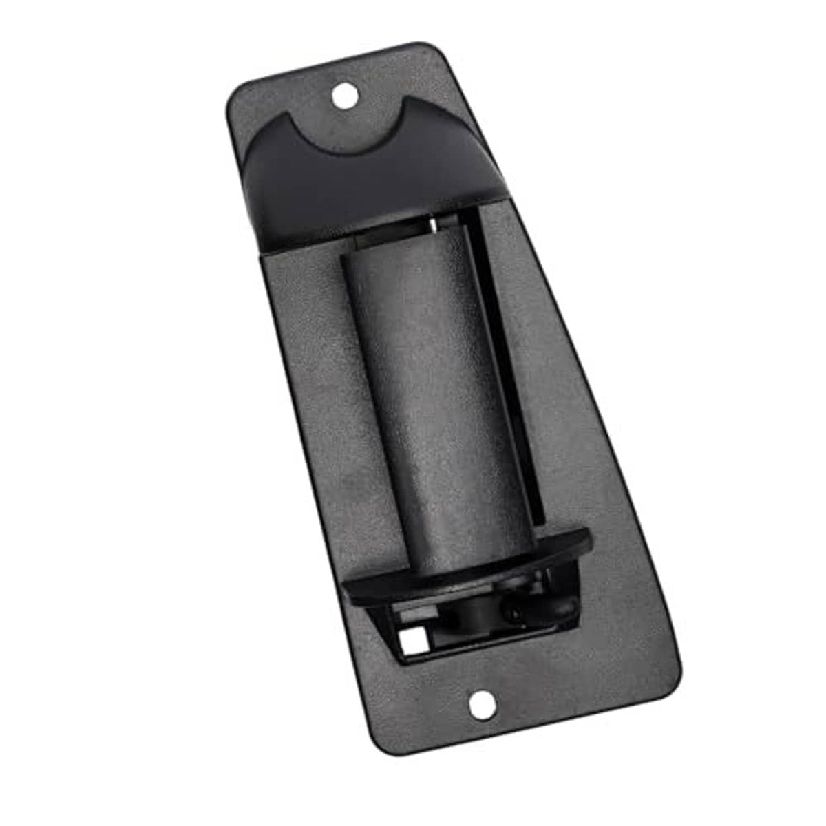 Textured black exterior door handle insert with latch opening and mounting tabs