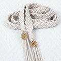 Ivory braided handfasting cord with gold celtic-style charm tassels