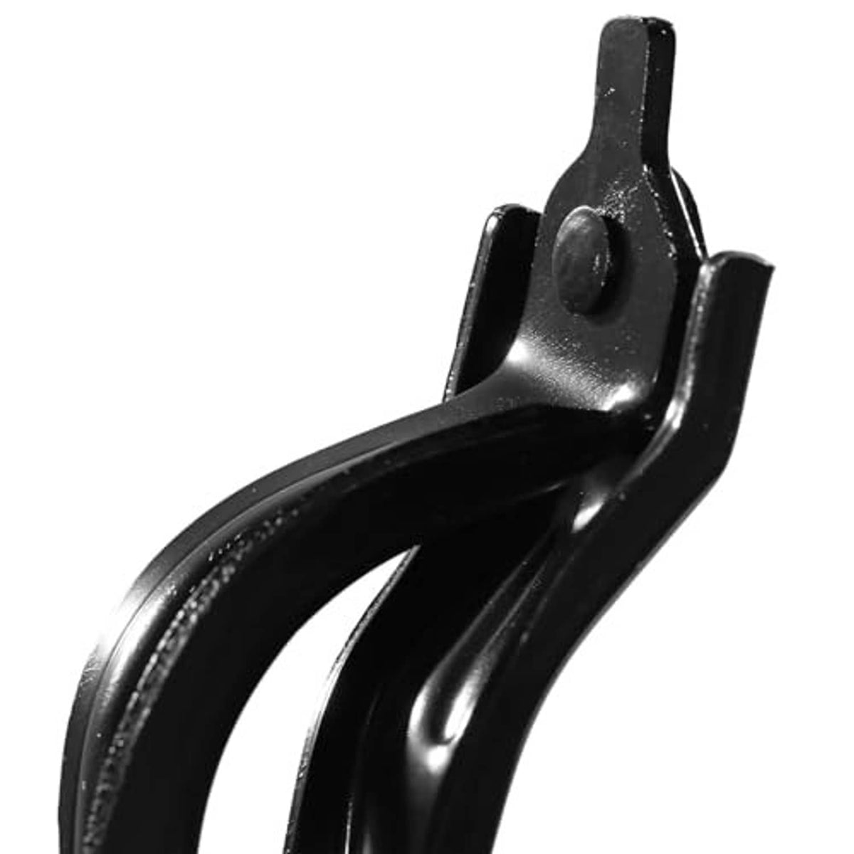 Black metal hood hinge pair, front driver/passenger side replacement bracket