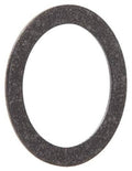 Dark gray drain plug gasket ring with textured surface and oval center hole