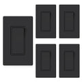 Matte black single wall switch with rectangular rocker and wall plate