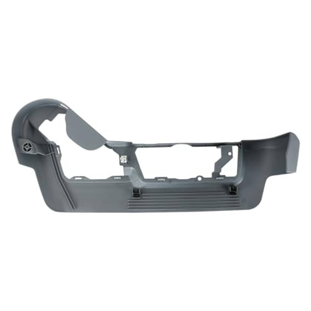 Gray driver side seat trim cover underside with mounting holes and molded edges