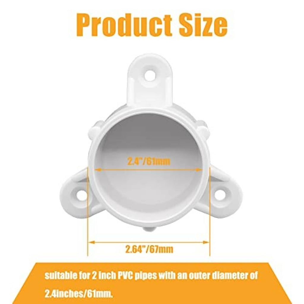 White PVC table leg cap fitting with round opening and four mounting holes