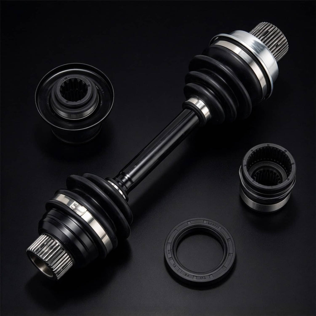 Front differential drive shaft with couplers and included rubber seals and bearing caps