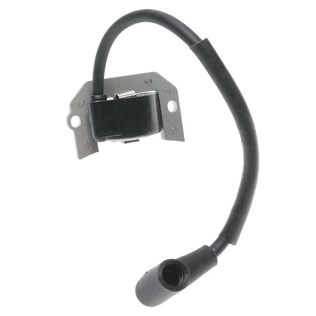 2-pack ignition coil module with gray mounting bracket, black wire, and protective boot