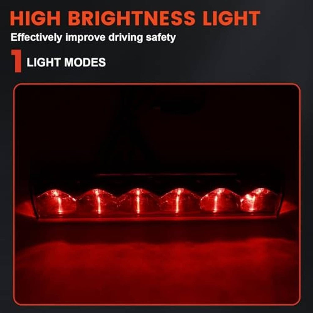 Red LED third brake light with glowing light segments behind the lens