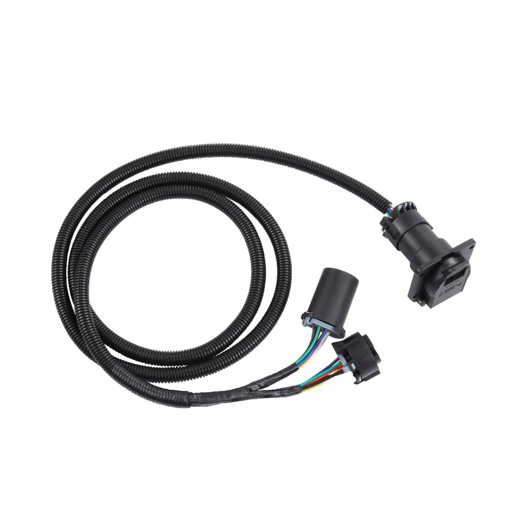 Black wiring harness with multiple T-style electrical connectors