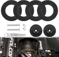 Front coil spring leveling spacer kit with black spacer rings and hardware bolts