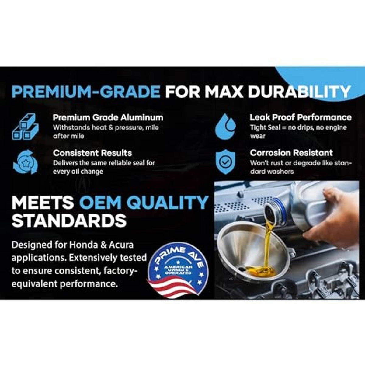 Aluminum oil drain plug crush washers, premium grade silver gaskets shown