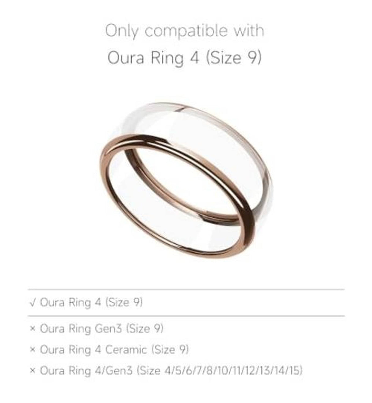 Ring cover with glossy clear outer band and rose-gold rim, circular fit.