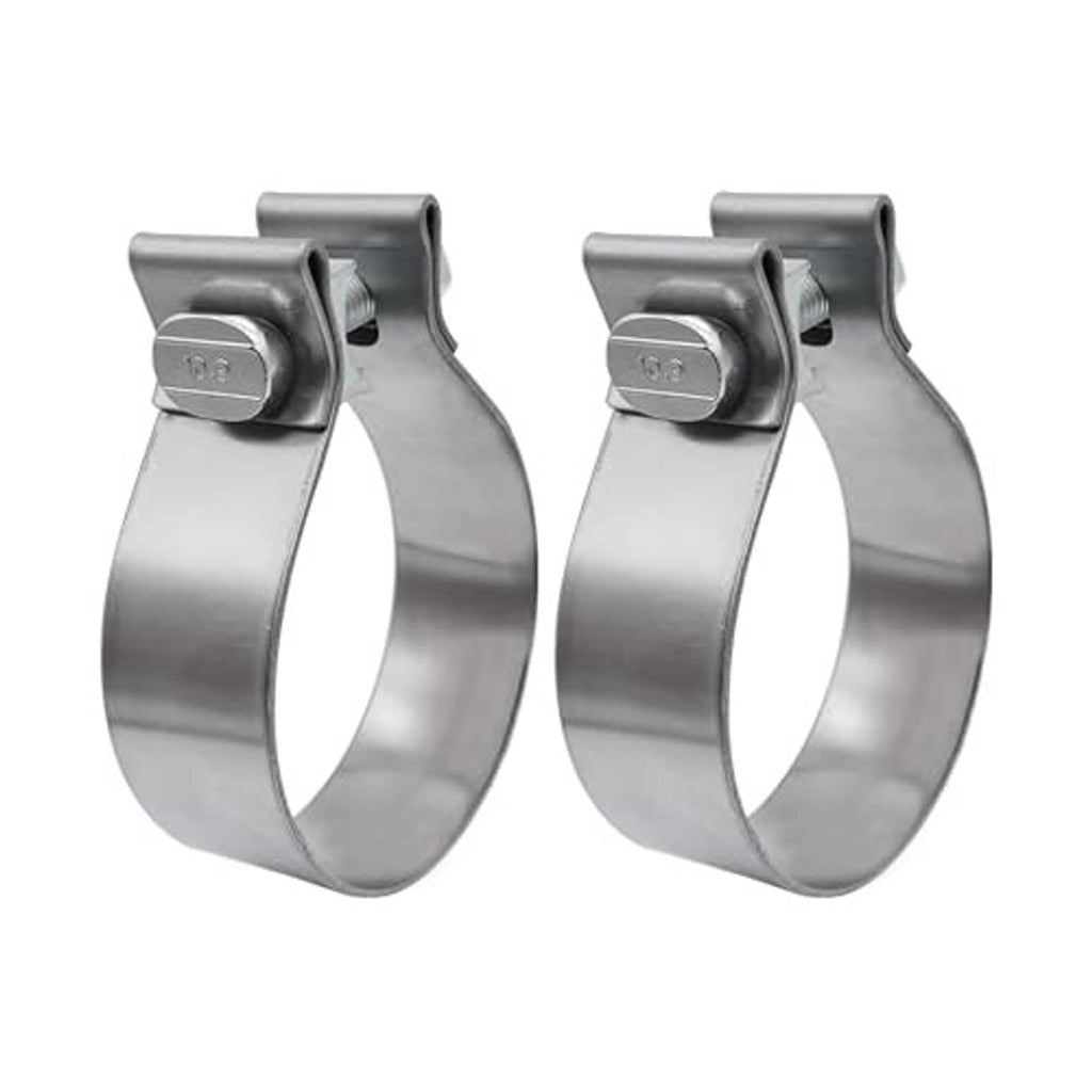 Stainless 2.5 in exhaust clamp with hex-bolt screw and smooth narrow band