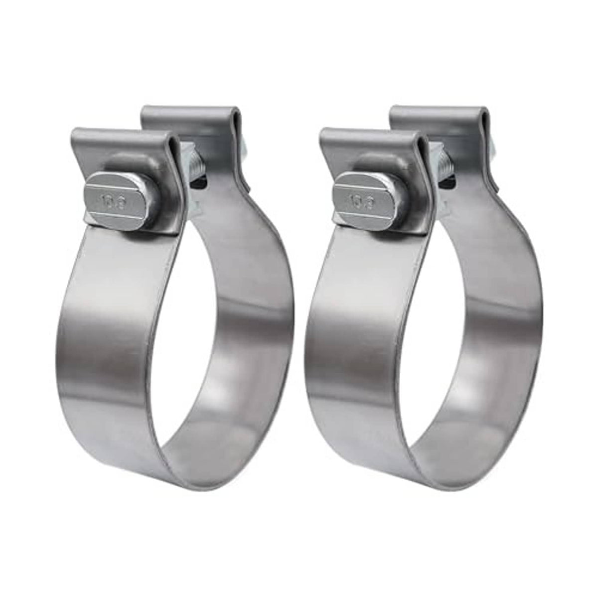 Stainless 2.5 in exhaust clamp with hex-bolt screw and smooth narrow band