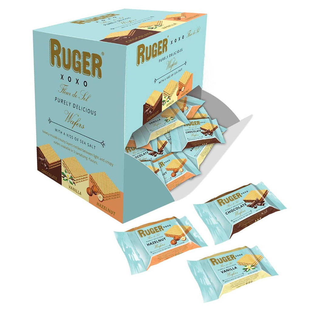RUGER XOXO mini wafer display box with three-flavor wrapped packets