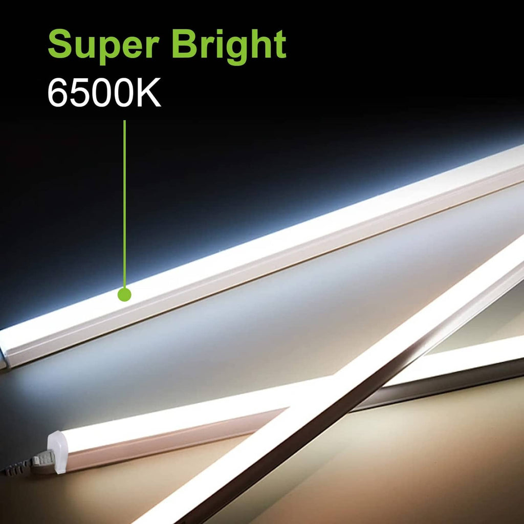 Cool white LED tube light bar with end caps, shown emitting light