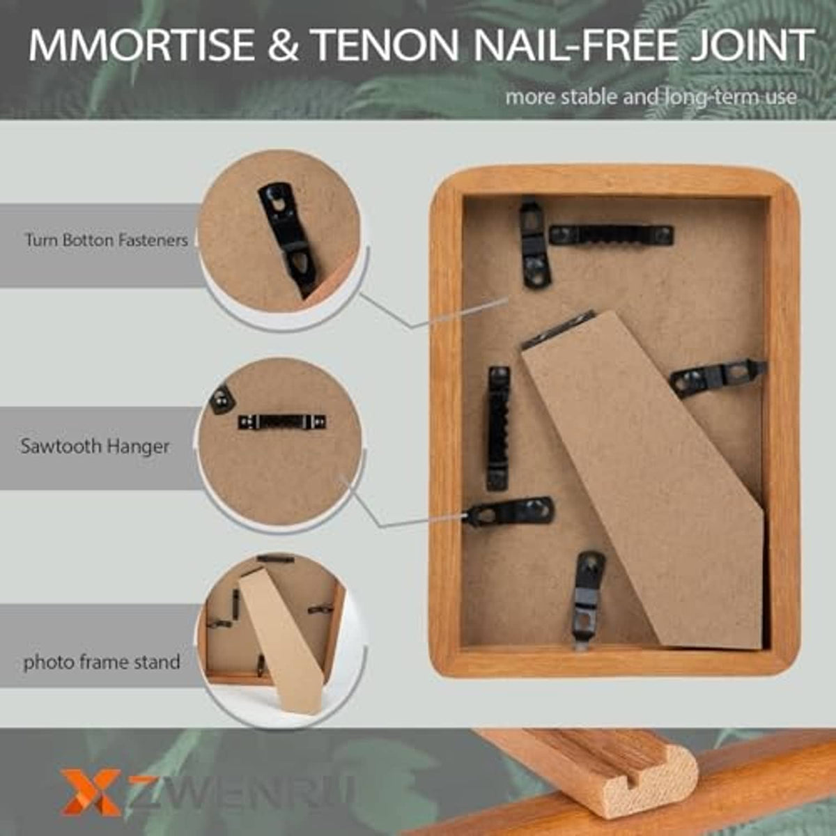 Teak wood 5x7 frame with mortise and tenon nail-free joint and hanging hardware
