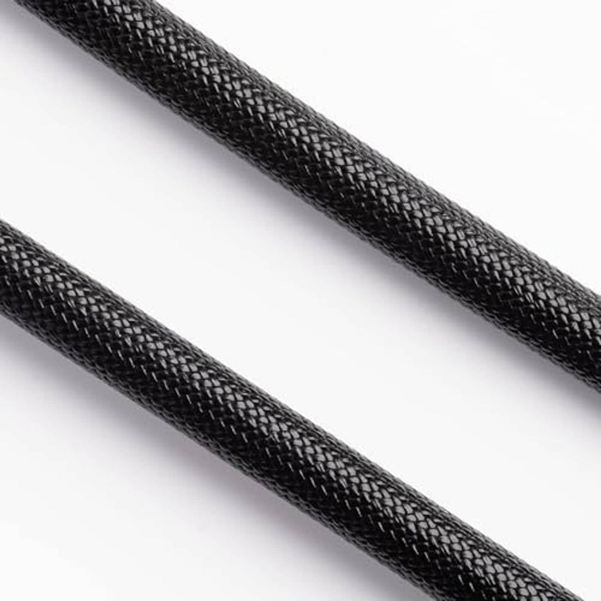 Close-up of black braided cable sleeve for PC fan extension