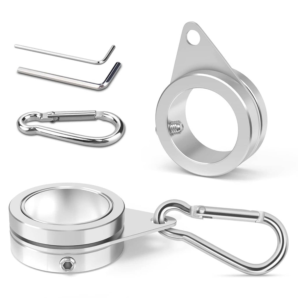 Silver aluminum flag pole rings, 1-inch size, two-pack with screw latch