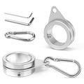 Silver aluminum flag pole rings, 1-inch size, two-pack with screw latch