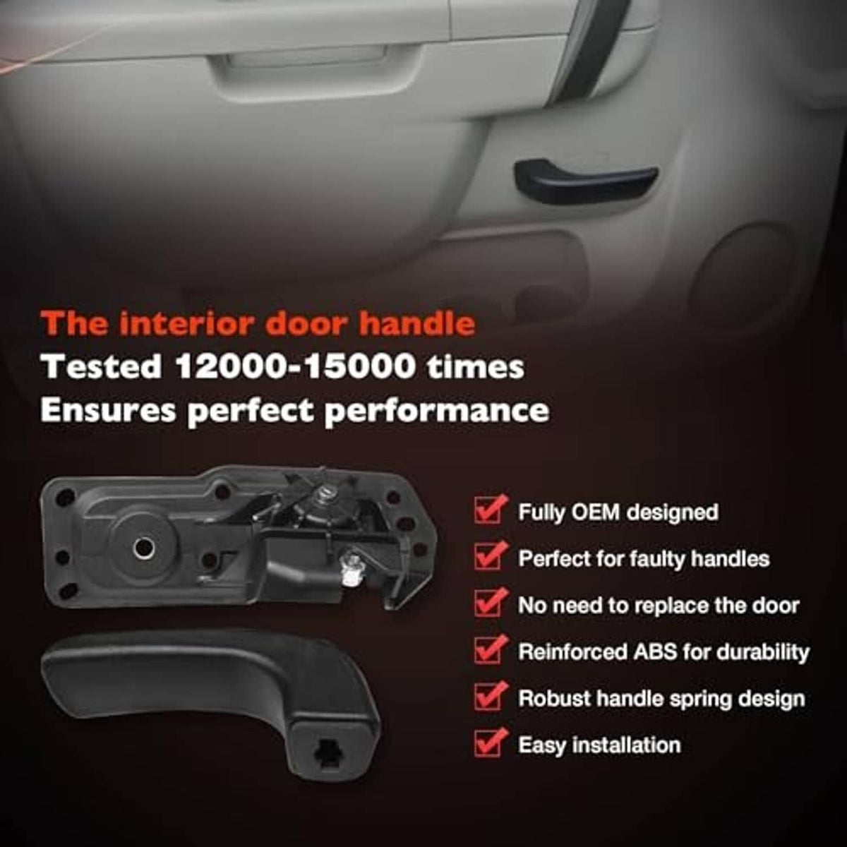 Interior door handle kit with front driver-side handle and latch mechanism