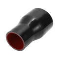 Black silicone hose reducer with red inner lining, 2.5–3 in size
