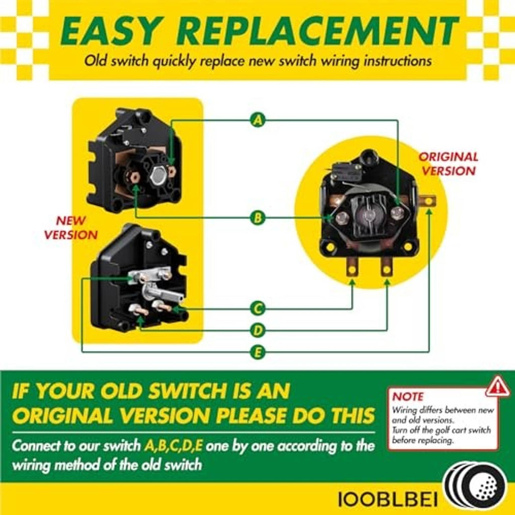 36V switch replacement guide showing new vs original versions wiring diagram