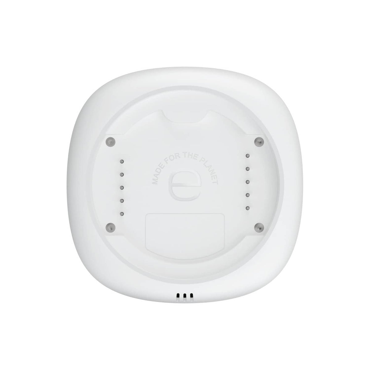 Back view of white smart thermostat base with mounting points