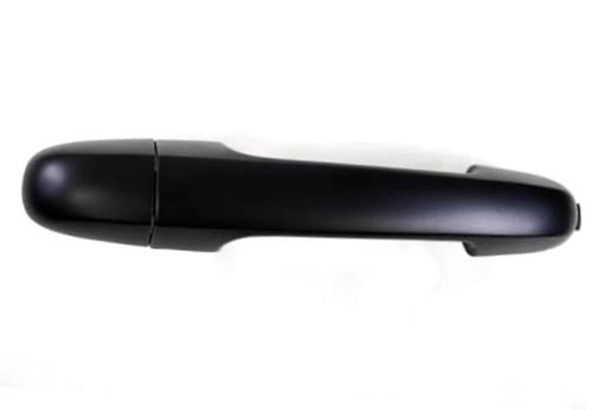 Exterior outside door handle side profile, primed black curved lever and base