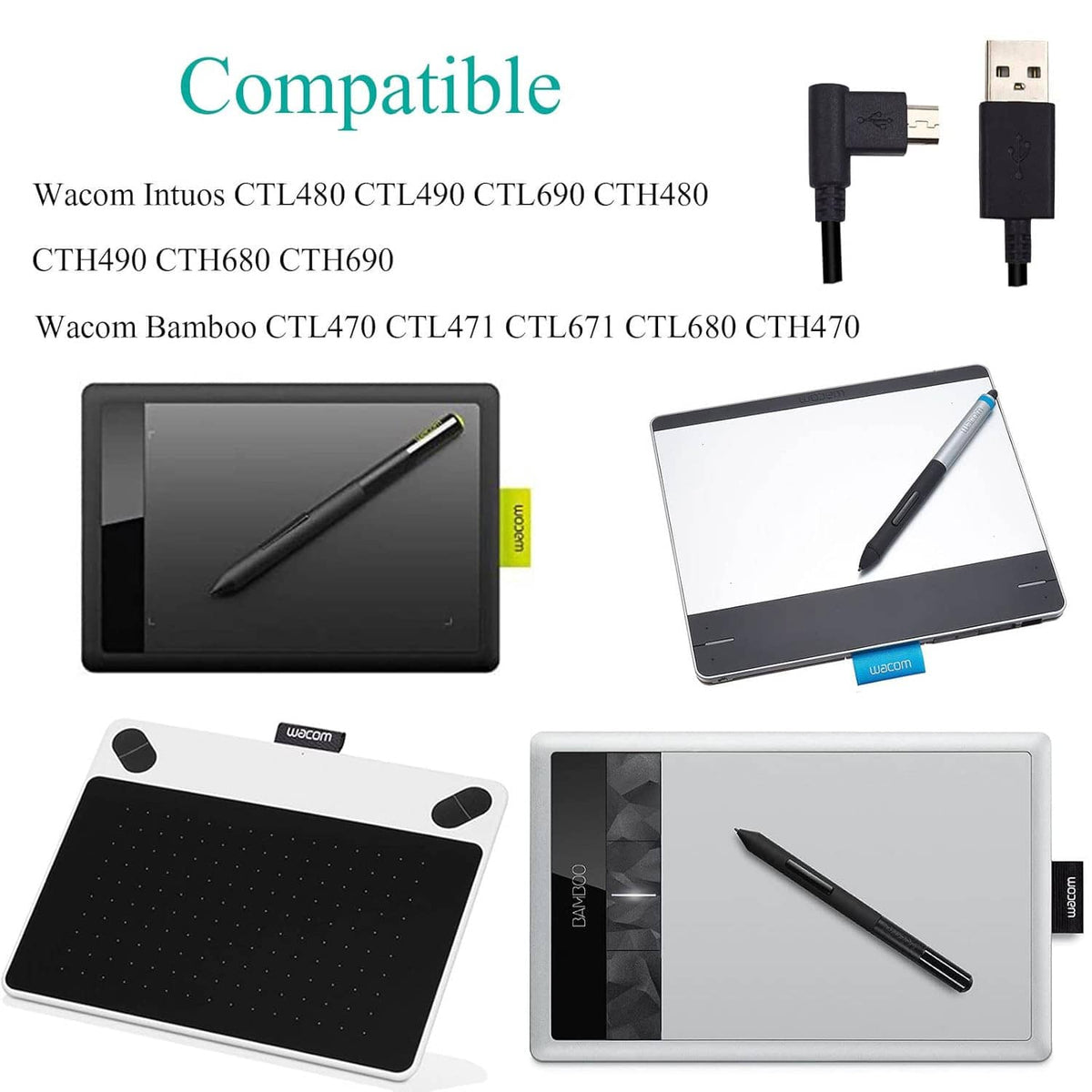 Black USB charging and data sync cable with USB-A and small charging plug