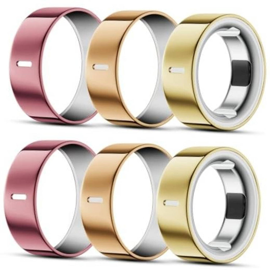 Set of rose gold, gold, and pink TPU ring covers for smart ring, size 8