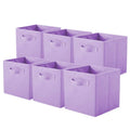 Lavender foldable fabric storage cube bins, set of 6 with pull handles