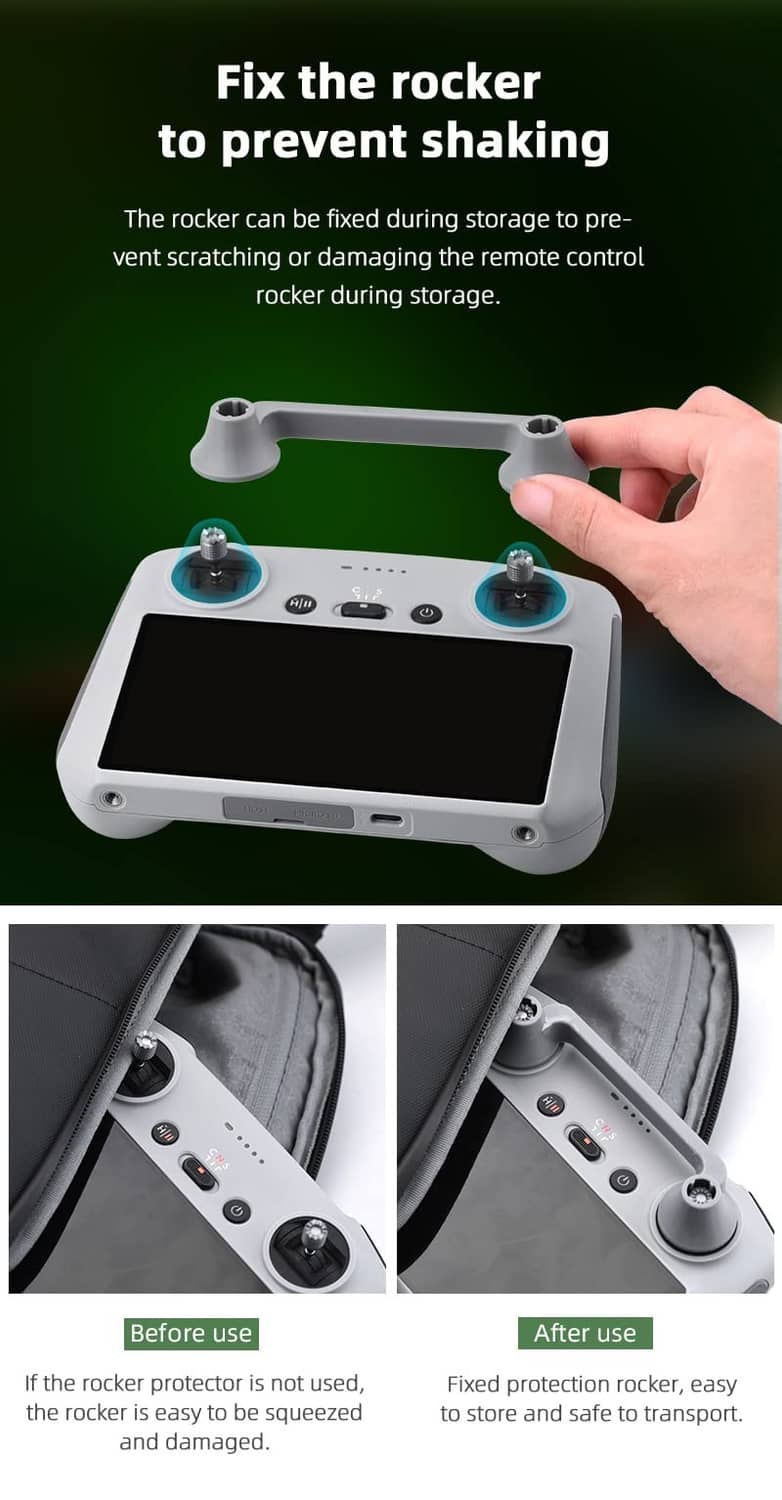 Grey joystick rocker fixator to prevent shaking during storage